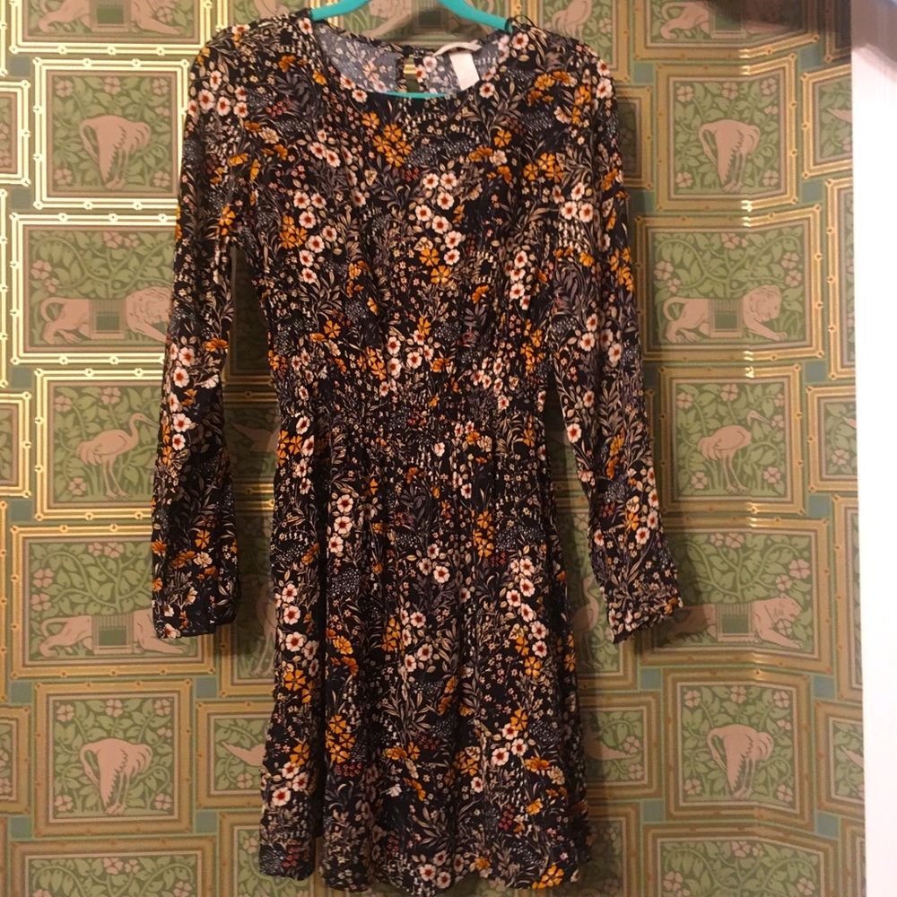 H&M black floral dress
